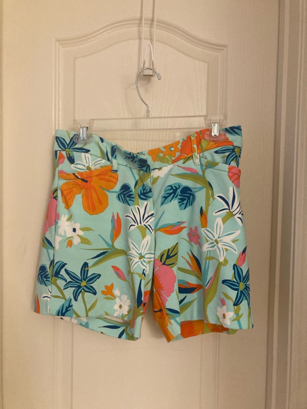 Floral Tropical Print High-Rise Shorts — Mint Multi